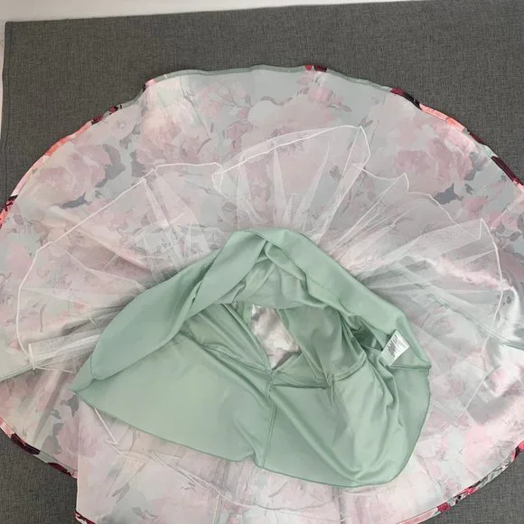 Jodi Kristopher Formal Elegant Floral Skirt Pleated Flared Puffy Skirt Pink 9 - Picture 10 of 13